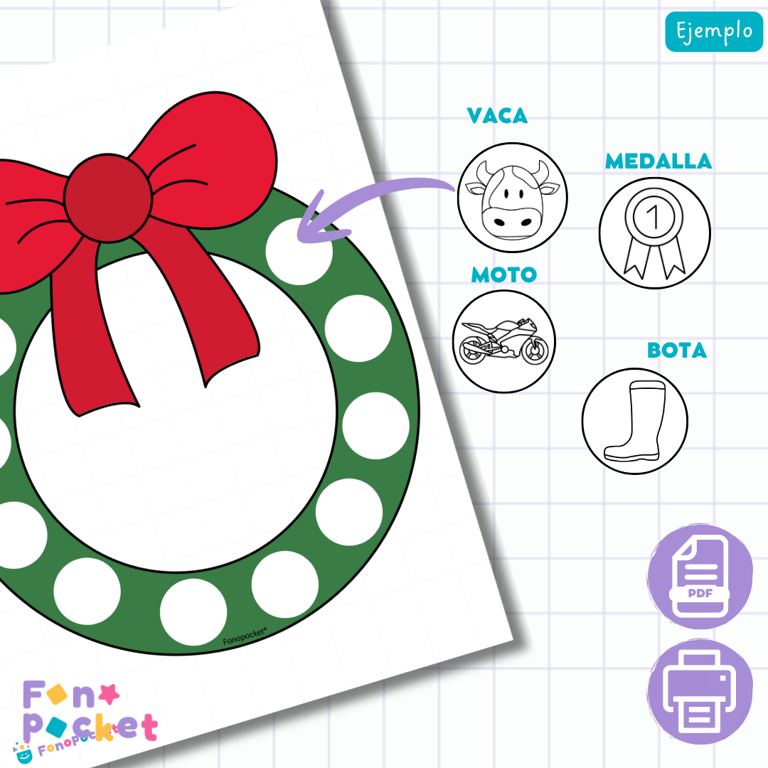 Fichas Edición navidad Fonemas /m/, /p/ y /b/