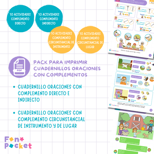 Pack cuadernillos oraciones con complementos