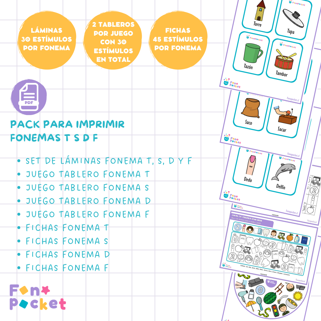 Pack imprimibles fonemas T S D F