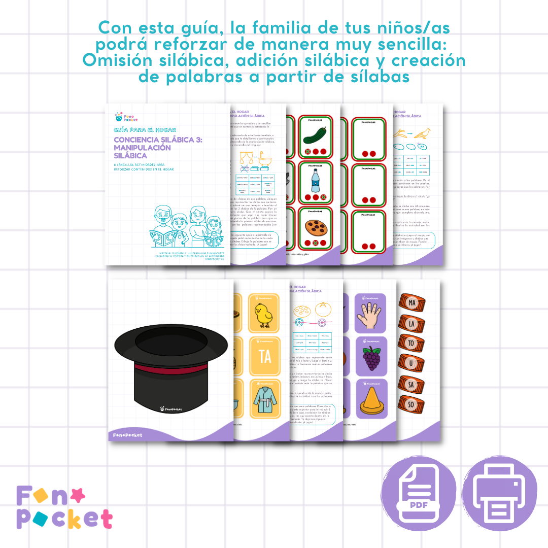 Guía para el hogar conciencia silábica 3: Manipulación silábica