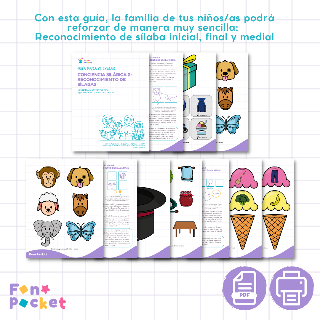 Guía para el hogar conciencia silábica 2: Reconocimiento de sílabas
