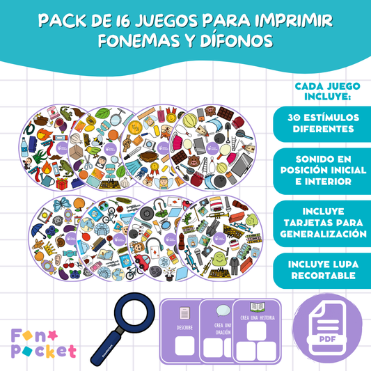 Pack 16 juegos fonemas y dífonos