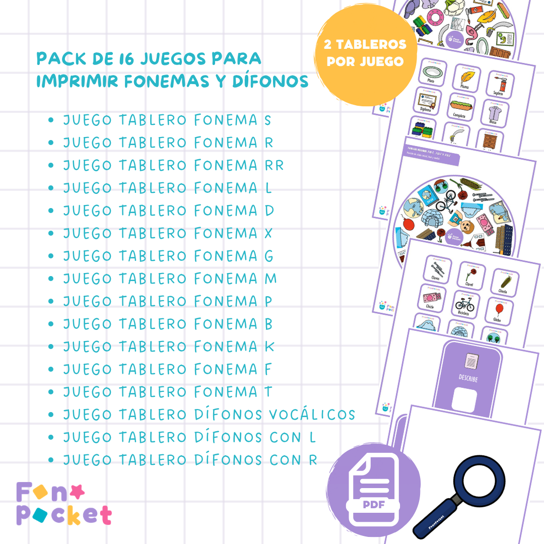 Pack 16 juegos fonemas y dífonos