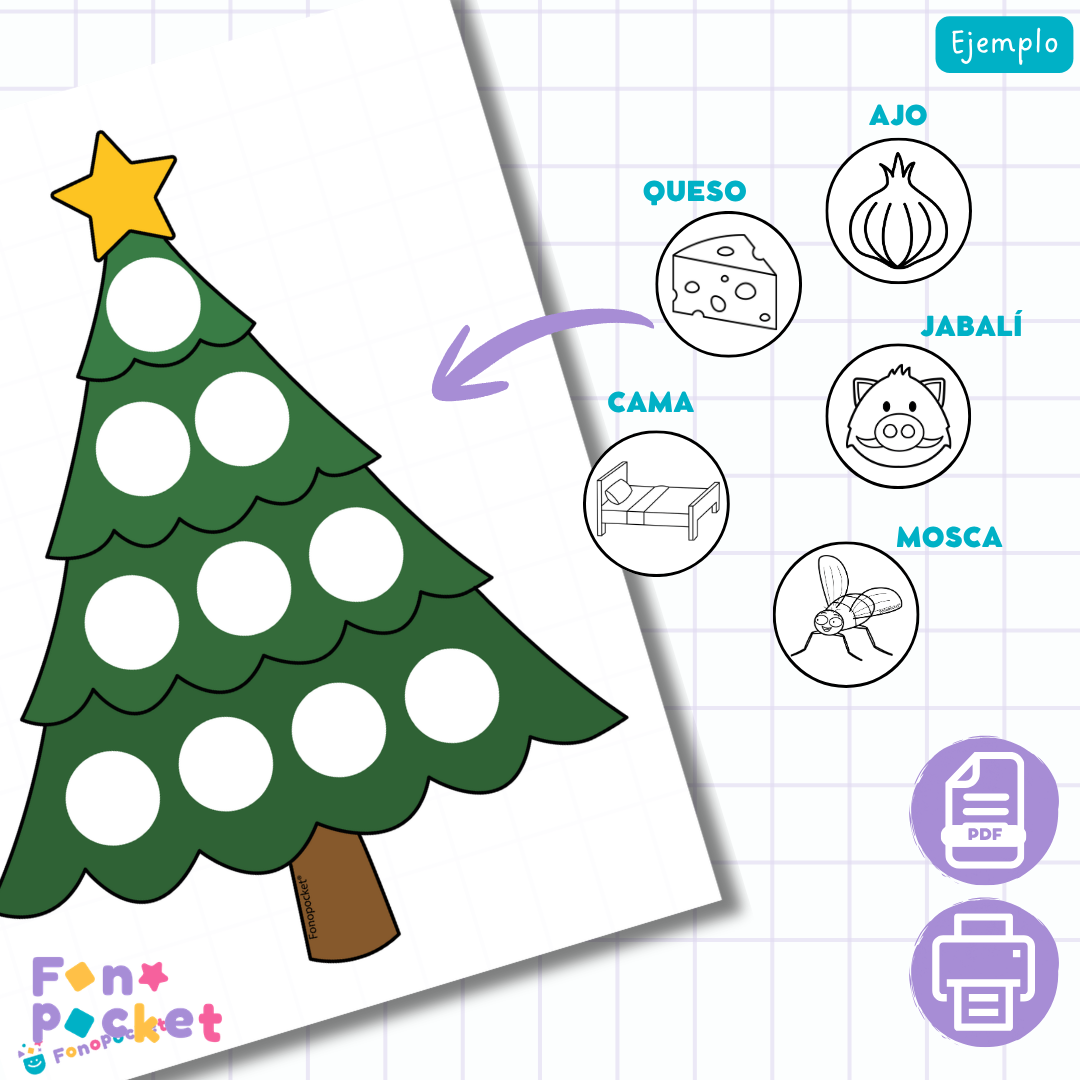 Fichas Edición navidad Fonemas /k/, /g/ y /x/