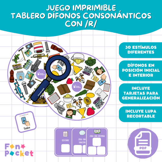 Juego tablero dífonos consonánticos con /r/
