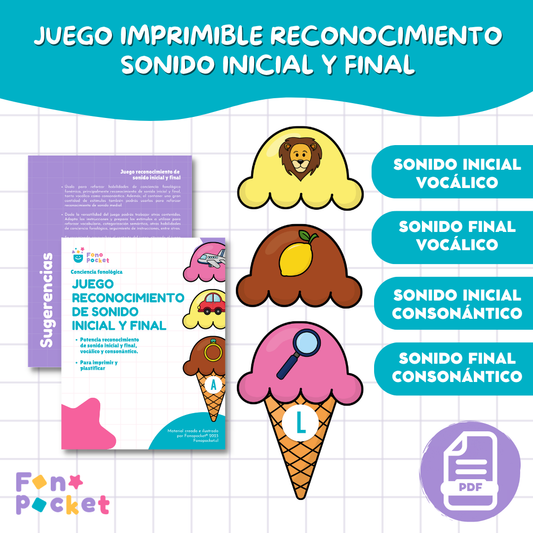 Juego reconocimiento de sonido inicial y final