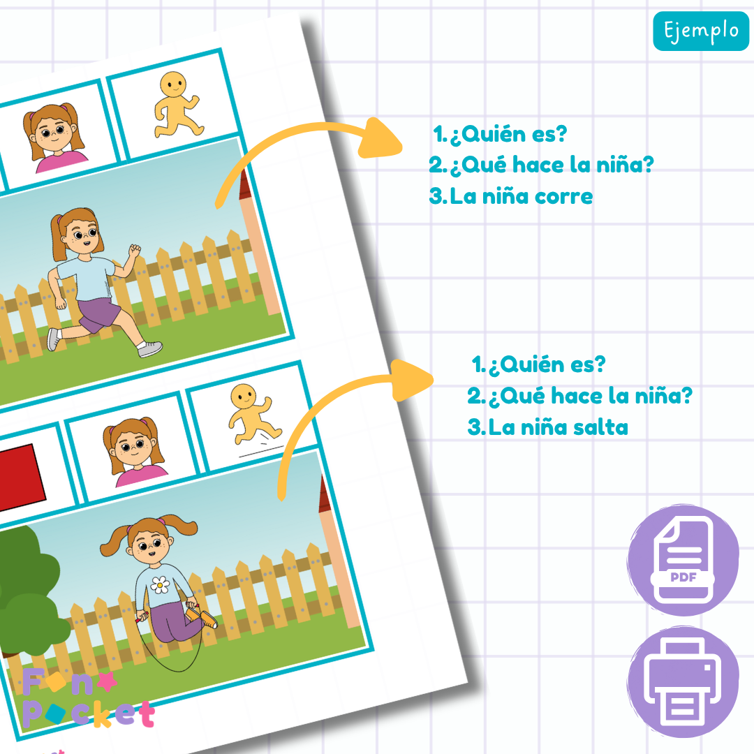 Láminas para elicitar oraciones simples sujeto+ verbo