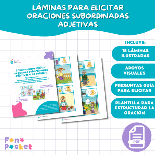 Láminas para elicitar oraciones subordinadas adjetivas o de relativo