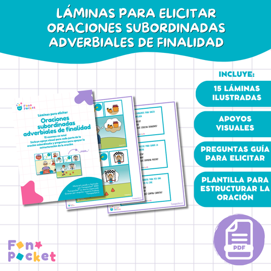 Láminas para elicitar oraciones subordinadas adverbiales de finalidad