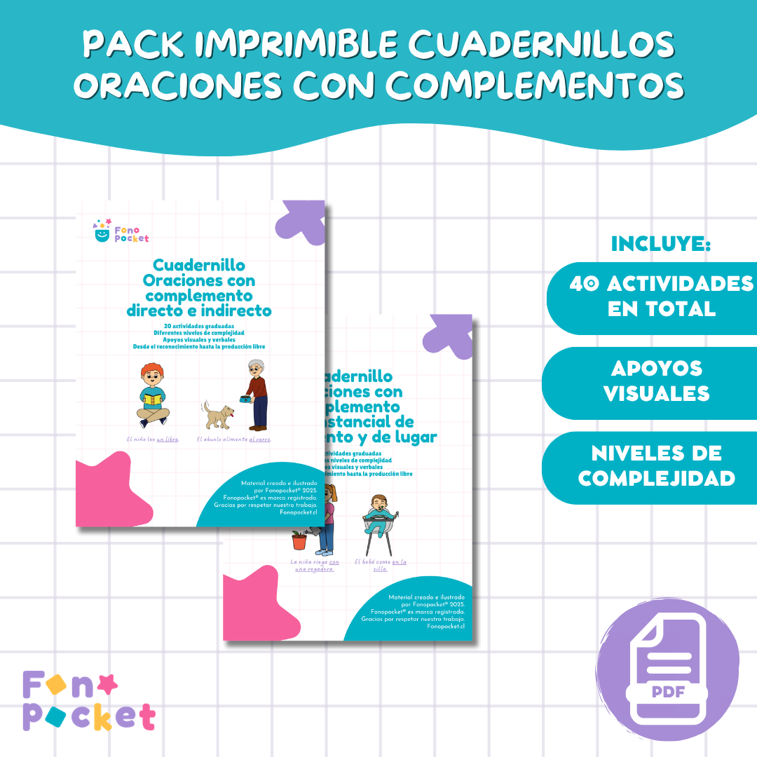 Pack cuadernillos oraciones con complementos
