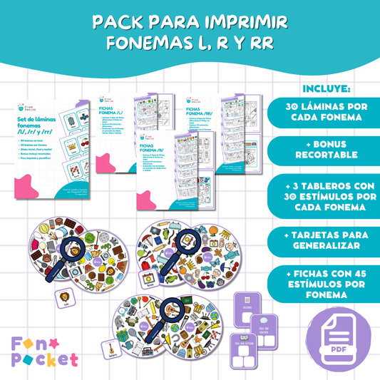 Pack imprimibles fonemas L R RR