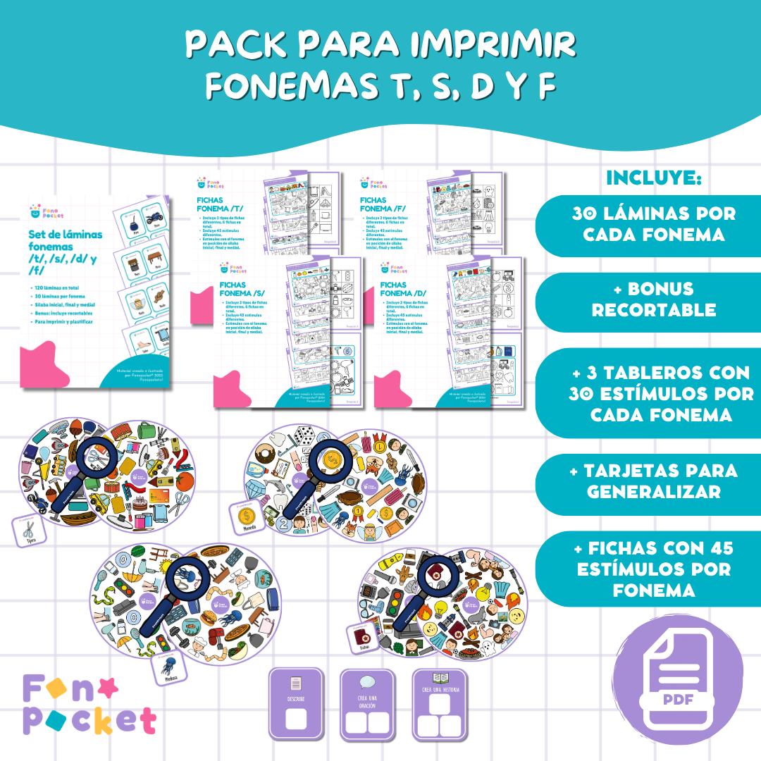 Pack imprimibles fonemas T S D F