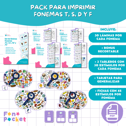 Pack imprimibles fonemas T S D F
