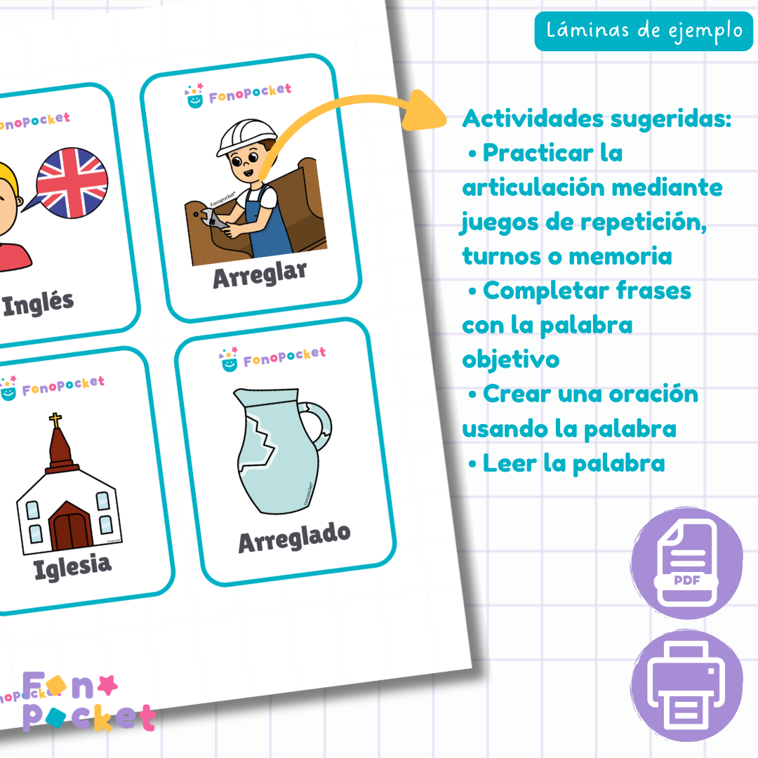 Láminas dífonos consonánticos /kl/ y /gl/