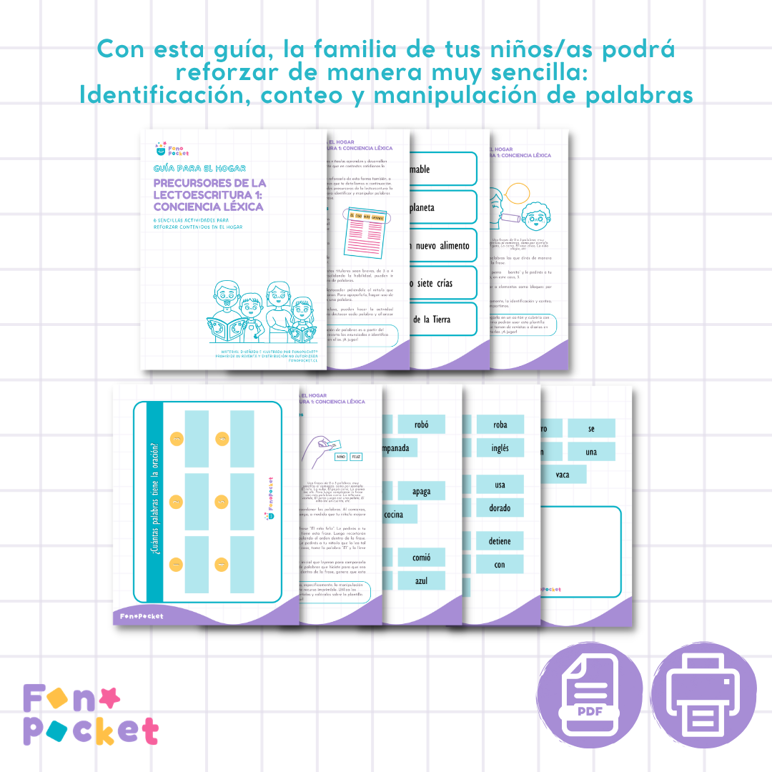 Guía para el hogar precursores de la lectoescritura 1: Conciencia léxica