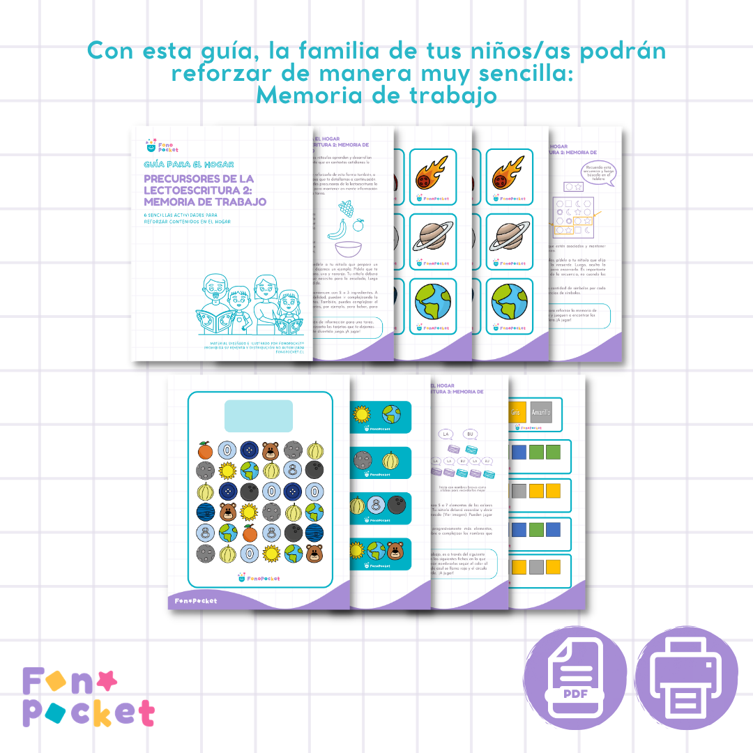 Guía para el hogar precursores de la lectoescritura 2: Memoria de trabajo