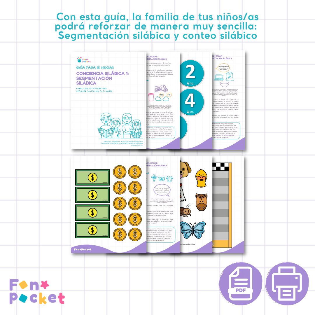 Guía para el hogar conciencia silábica 1: Segmentación silábica