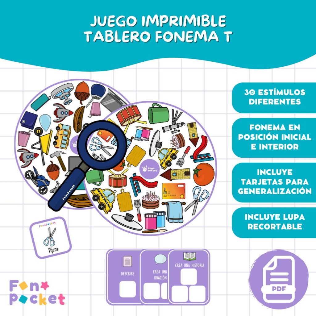 Juego tablero fonema /t/ - Fonopocket