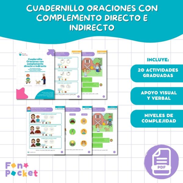 CUADERNILLO ORACIONES CON COMPLEMENTO DIRECTO E INDIRECTO