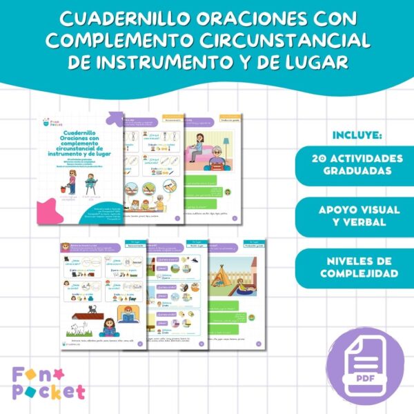 CUADERNILLO ORACIONES CON COMPLEMENTO circunstancial de instrumento y de lugar