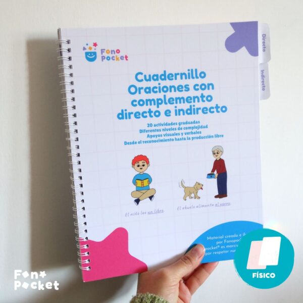 cuadernillo físico para trabajar oraciones con complemento directo e indirecto fonopocket