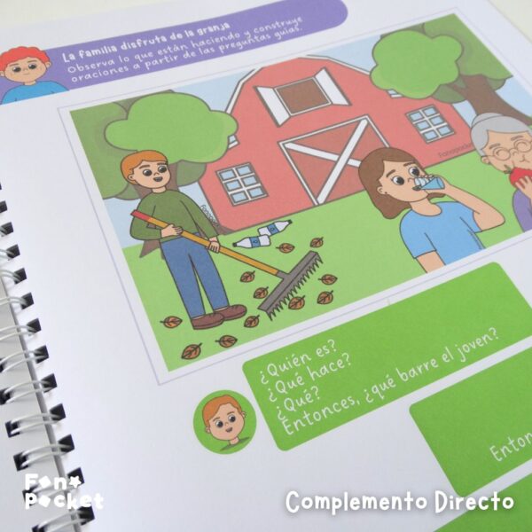 cuadernillo físico para trabajar oraciones con complemento directo e indirecto fonopocket
