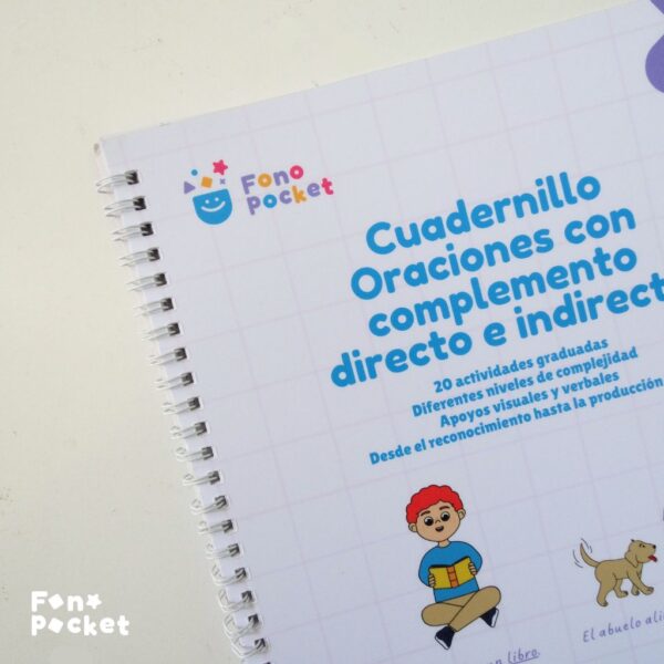 cuadernillo físico para trabajar oraciones con complemento directo e indirecto fonopocket