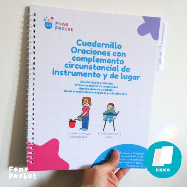cuadernillo físico para trabajar oraciones con complemento circunstancial de instrumento y de lugar fonopocket