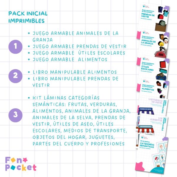 PACK inicial imprimibles para tus sesiones fonoaudiológicas fonopocket