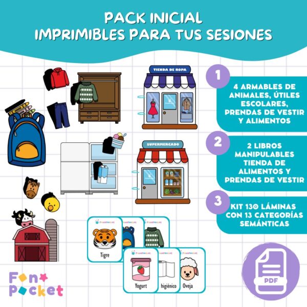 PACK inicial imprimibles para tus sesiones fonoaudiológicas fonopocket