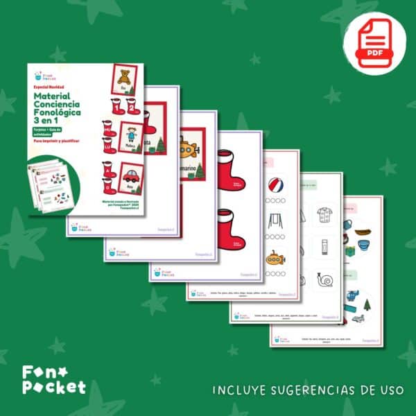 juego imprimible conciencia fonológica navidad fonopocket