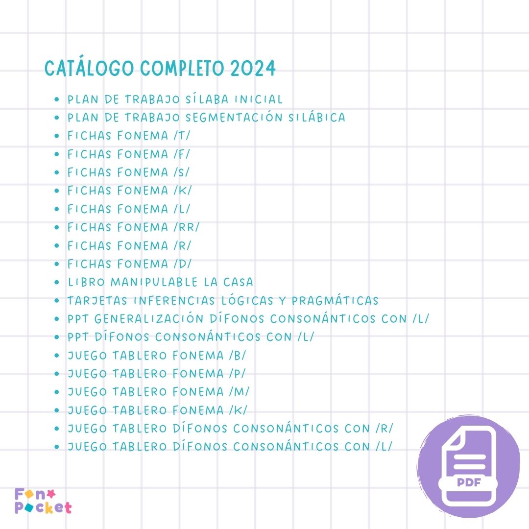 Material - Fonopocket CATÁLOGO DE RECURSOS IMPRIMIBLES FONOPOCKET
