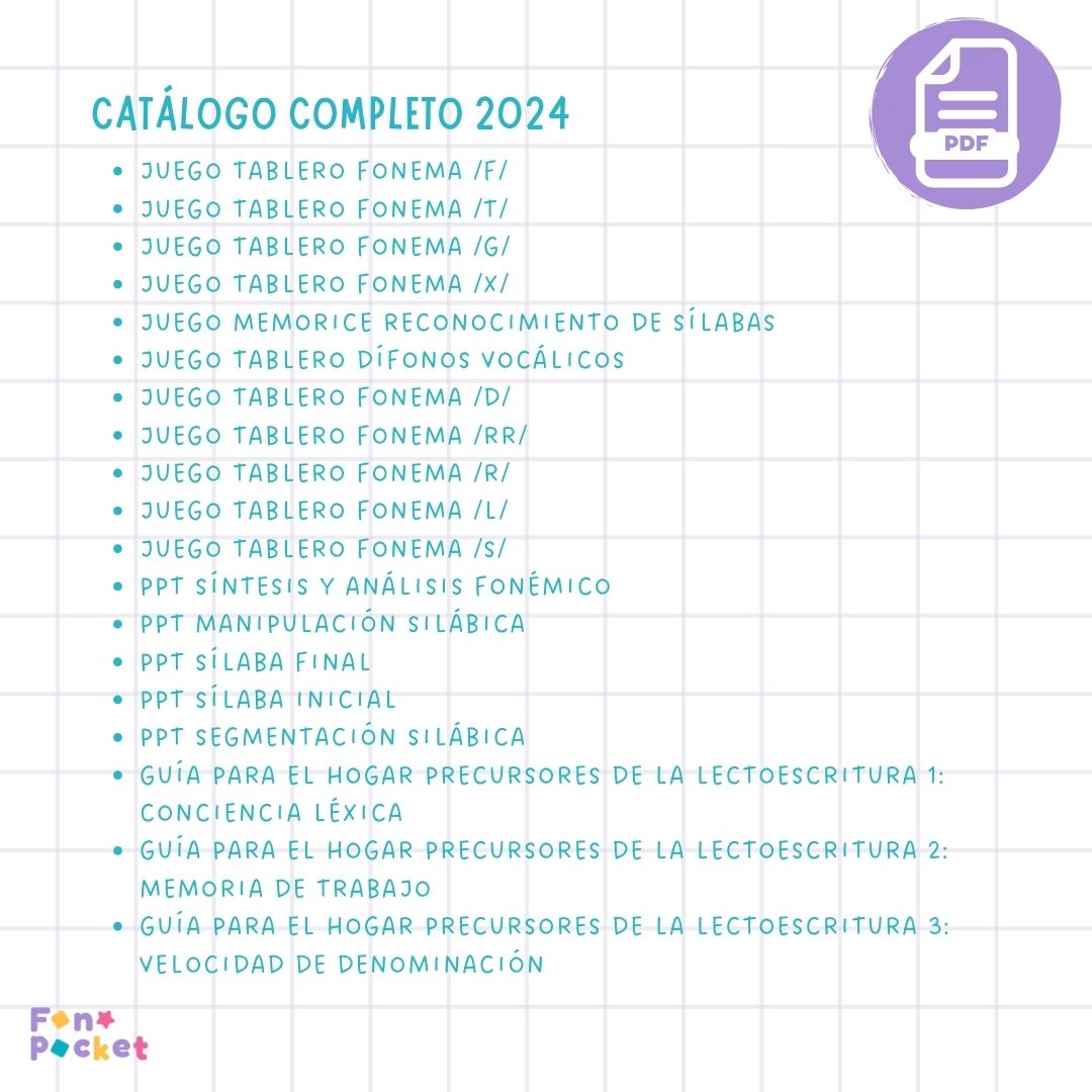 Material - Fonopocket CATÁLOGO DE RECURSOS IMPRIMIBLES FONOPOCKET