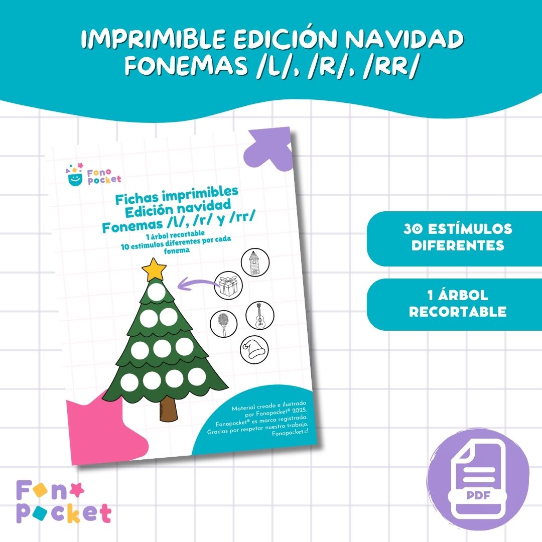 Material - Fonopocket IMPRIMIBLE EDICIÓN NAVIDAD FONEMAS _L_, _R_, _RR