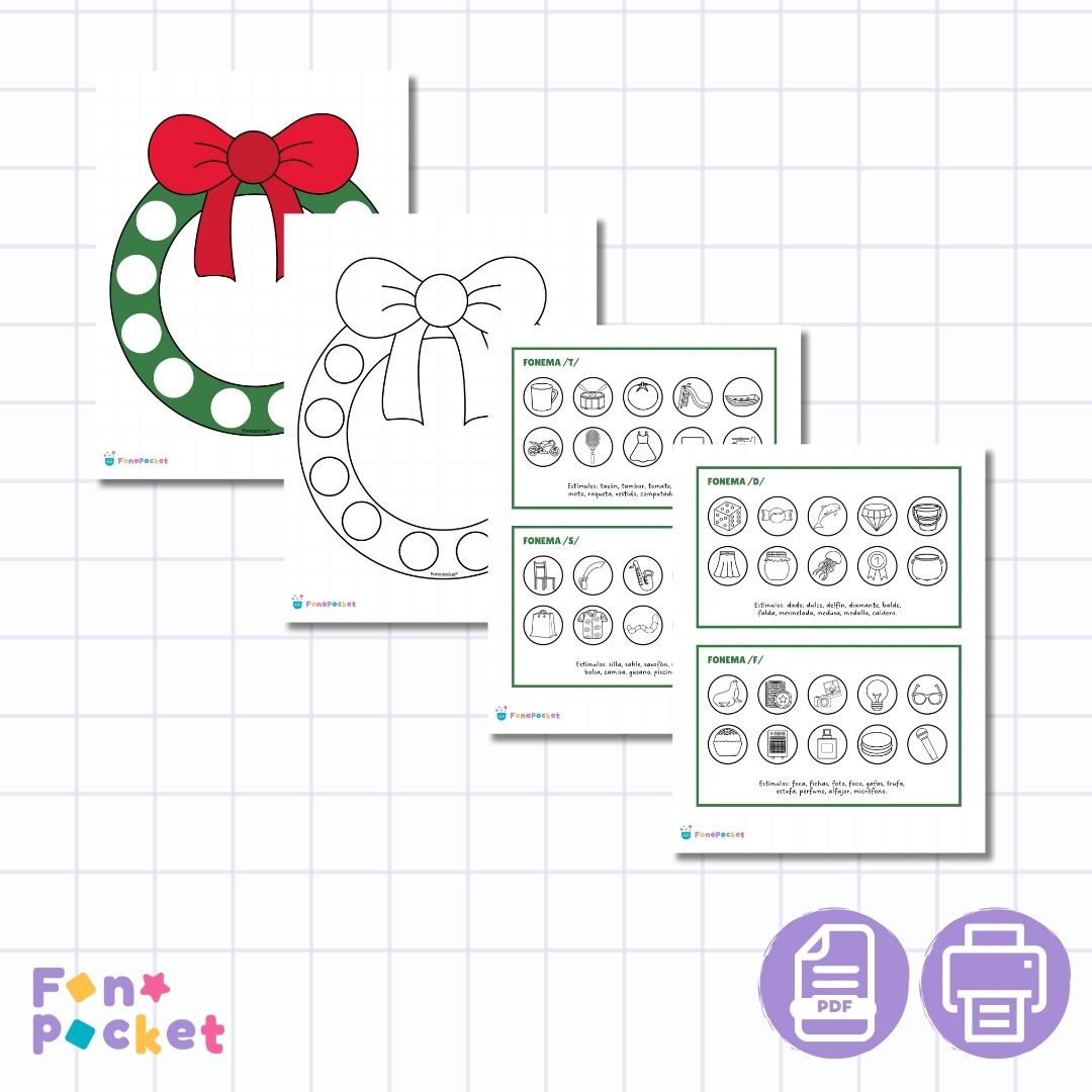 Material - Fonopocket Fichas Edición navidad Fonemas /t/, /s/, /d/ y /f/ - Imagen 2