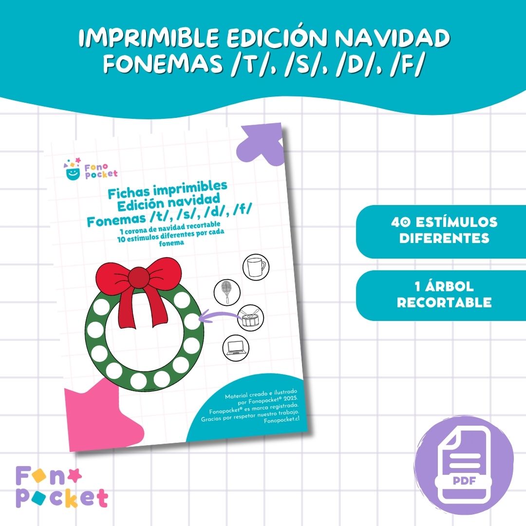 Material - Fonopocket IMPRIMIBLE EDICIÓN NAVIDAD FONEMAS _T_, _S_, _D_, _F