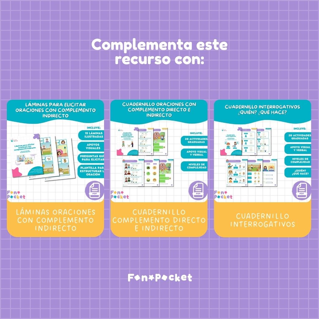 Material - Fonopocket Láminas para elicitar oraciones con complemento directo - Imagen 5