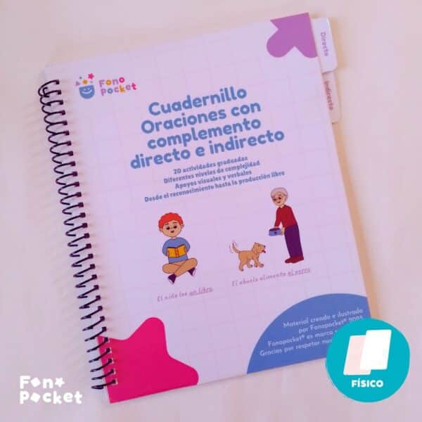 cuadernillo físico para trabajar oraciones con complemento directo e indirecto fonopocket