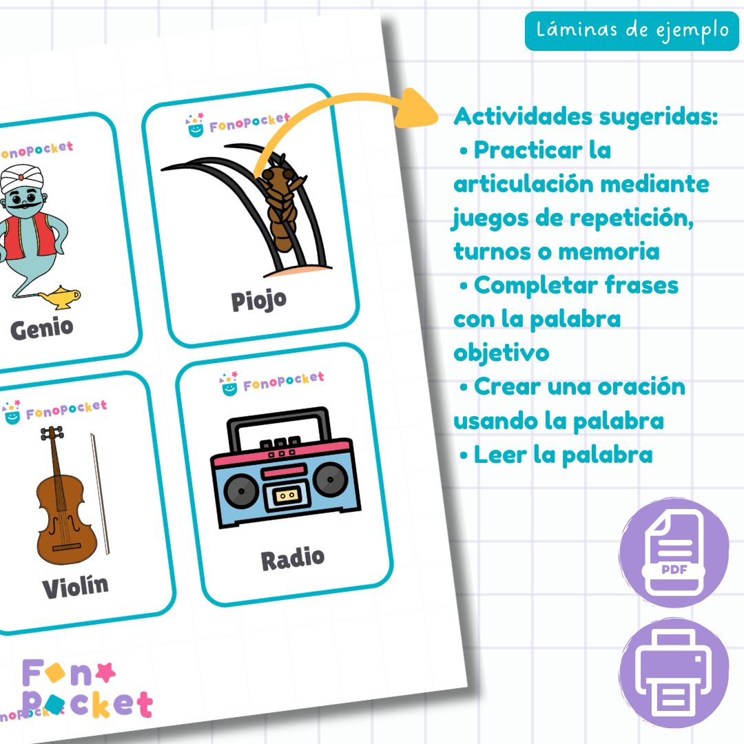 Material - Fonopocket SET LÁMINAS difonos vocalicos crecientes fonopocket