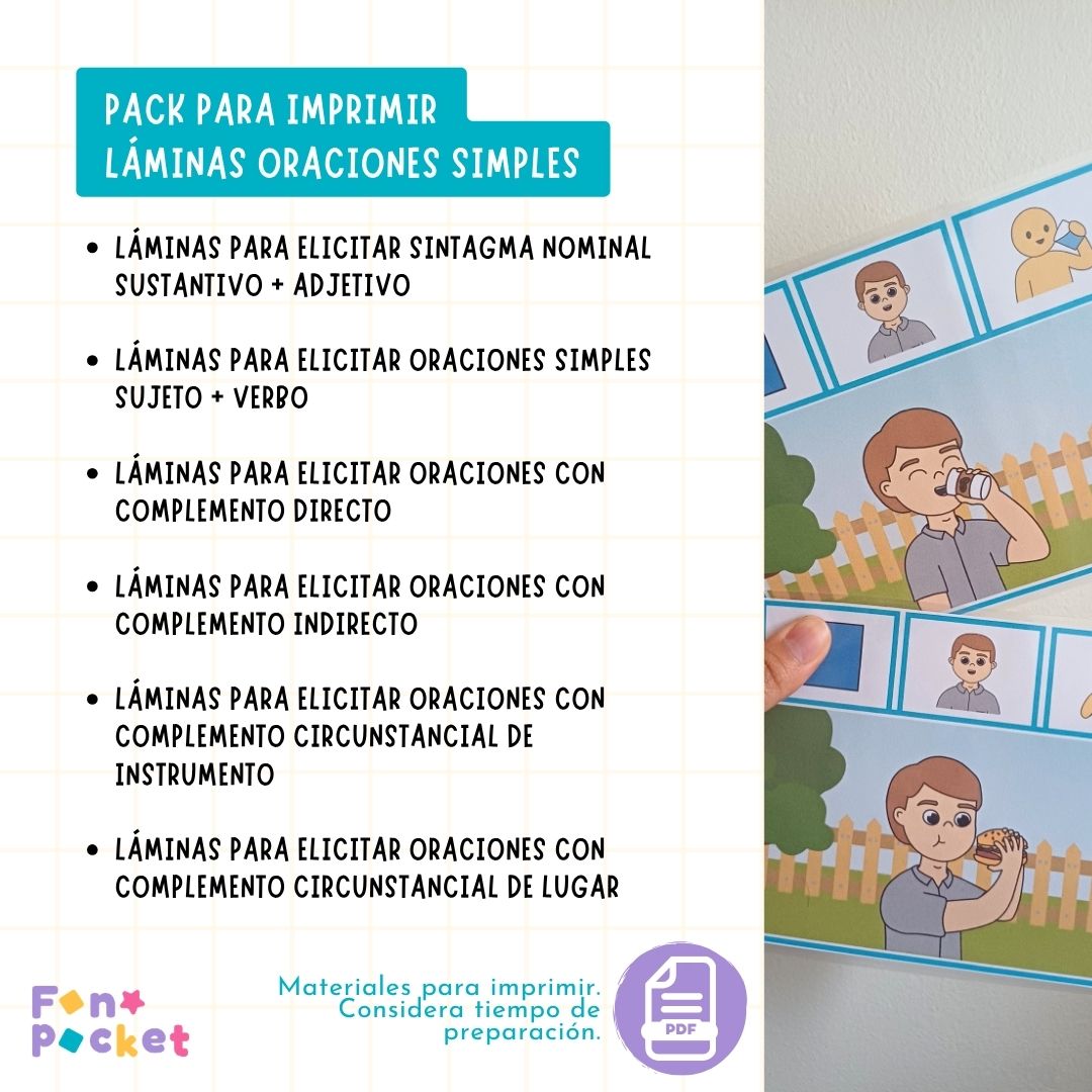 Material - Fonopocket Pack Láminas para elicitar oraciones simples - Imagen 2